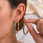 Full Diamond 40mm Hoop Earrings — 18K Gold Plated Stainless Steel