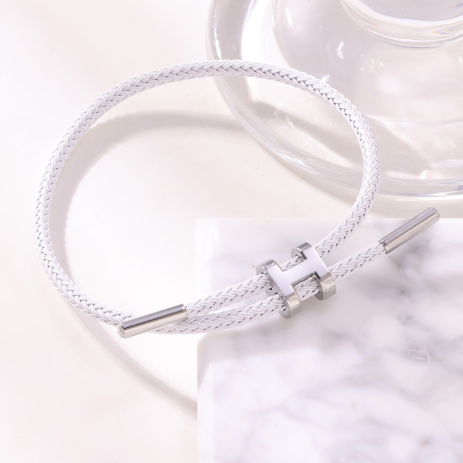 3mm H-Link Steel Wire Rope Bracelet — Adjustable 3D Gold Plated Titanium Steel