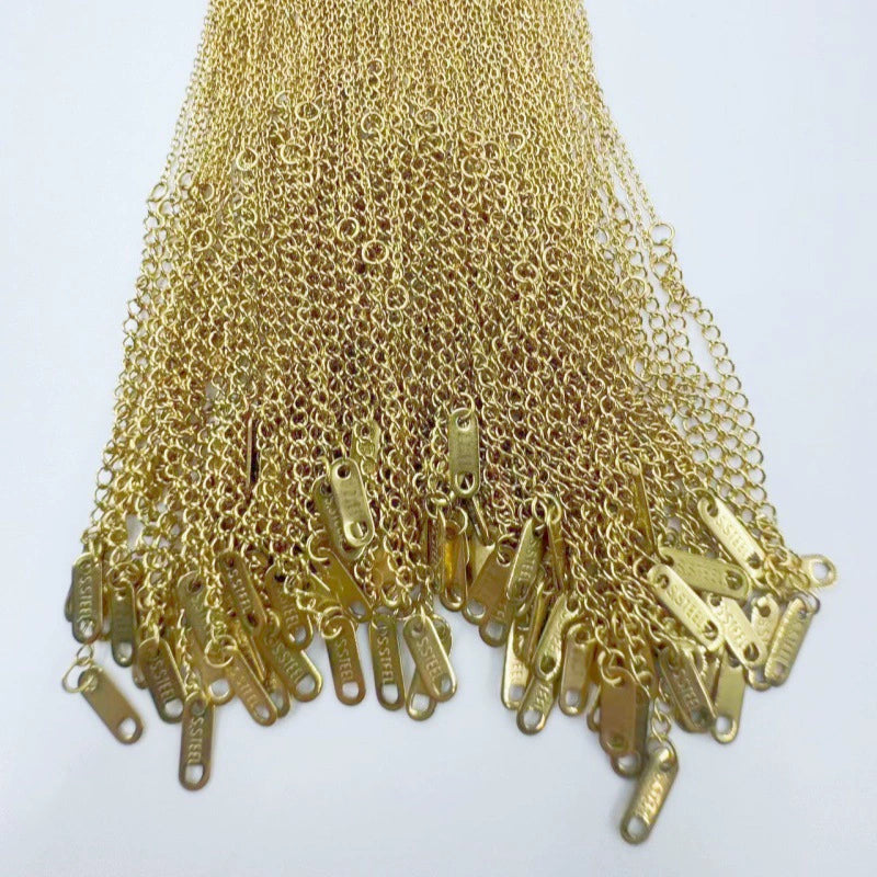 18K Gold Plated Stainless Steel O-Chain Necklace — Bare Chain with Tail