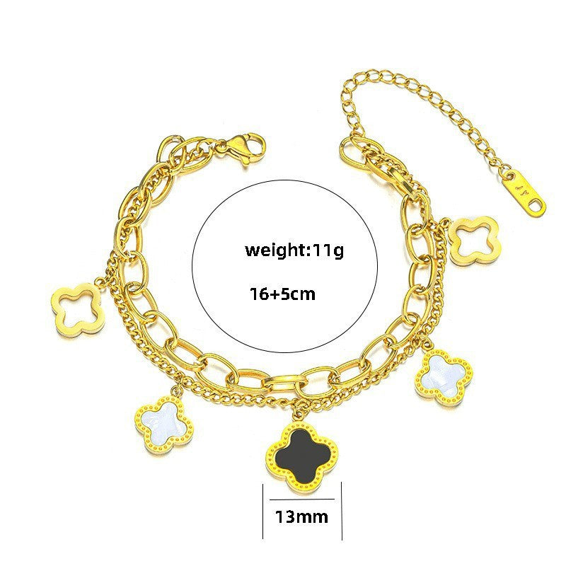 Four-Leaf Clover Bracelet — Titanium Steel Light Luxury