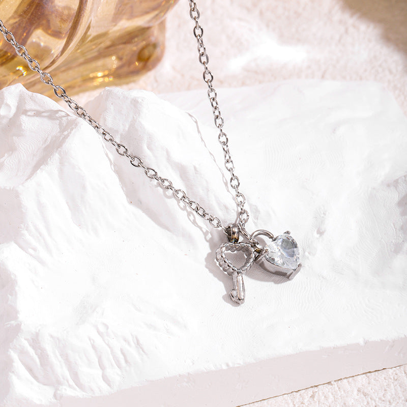 Heart Key Pendant Necklace — 2026 New Trendy Titanium Steel Choker