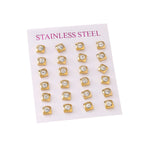 Geometric Zirconia Stud Earrings — 18K Gold Plated Stainless Steel