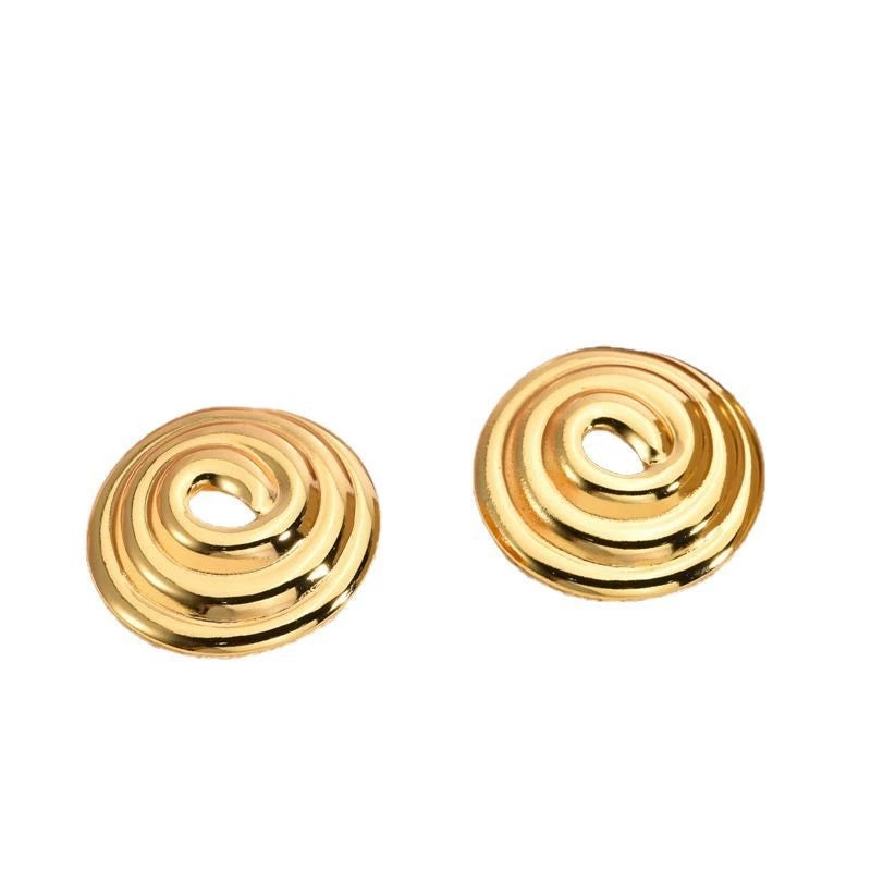 Fashion Oil-Pressed Stud Earrings — 18K Gold Plated Stainless Steel Minimalist Earrings