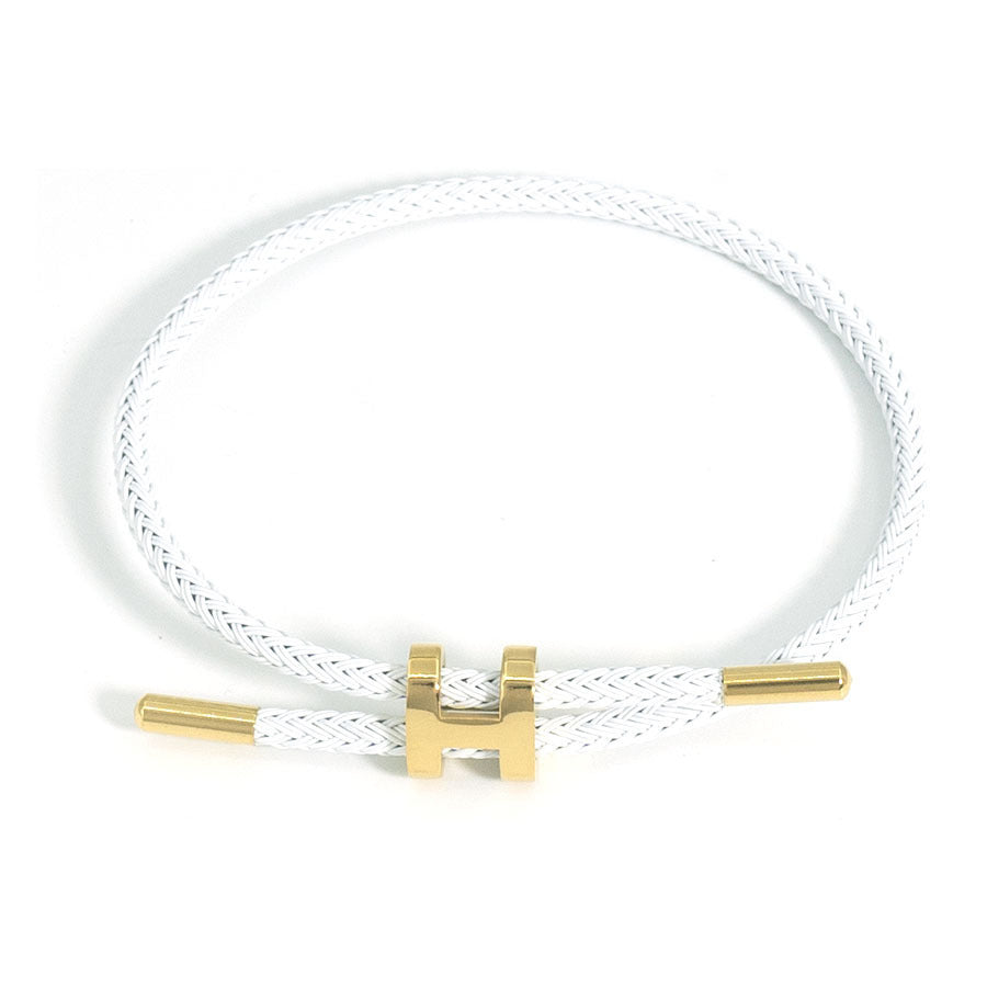 3mm H-Link Steel Wire Rope Bracelet — Adjustable 3D Gold Plated Titanium Steel