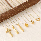 26 Letter Pendant Necklace — 18K Gold Plated Stainless Steel Snake Chain