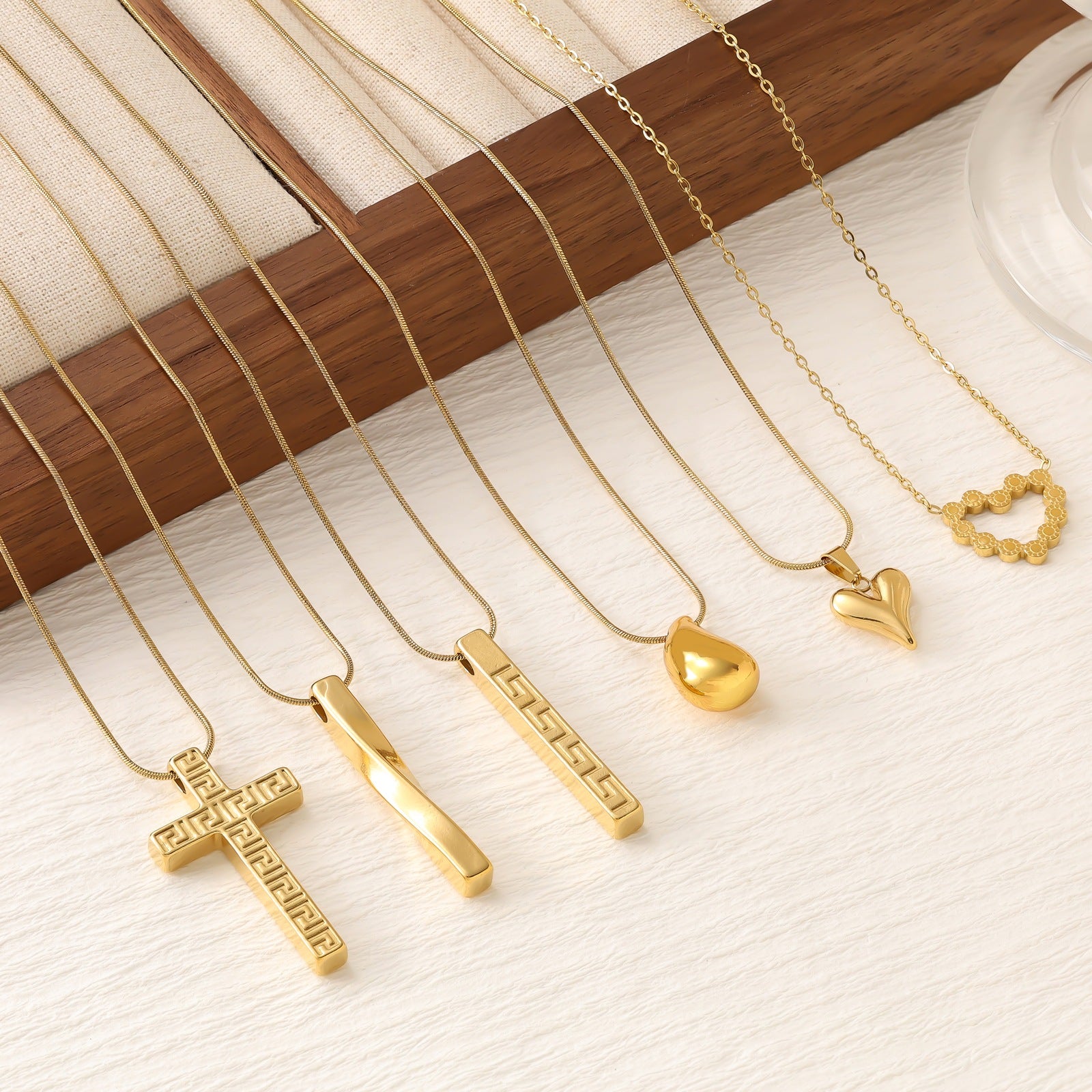 26 Letter Pendant Necklace — 18K Gold Plated Stainless Steel Snake Chain