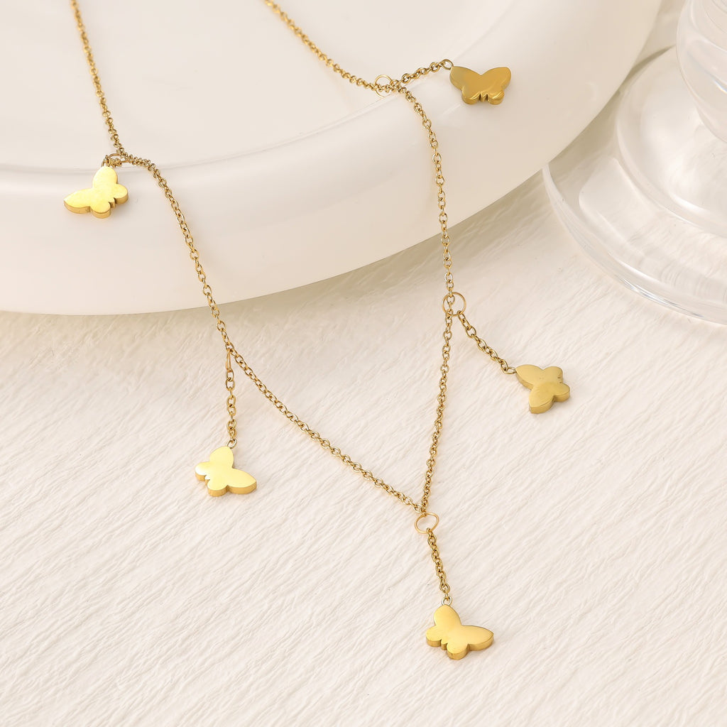 18K Gold Plated Titanium Steel High-End Layered Choker Necklace — Summer New