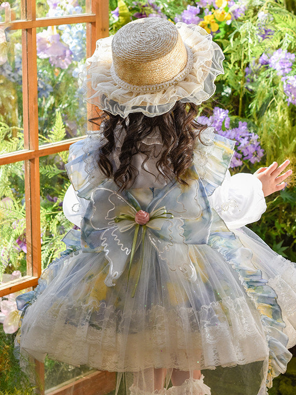 Girls Summer Wizard of Oz Lolita Princess Dress — Fluffy Puff Sleeveless Party Gown for Kids