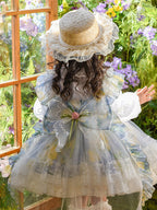 Girls Summer Wizard of Oz Lolita Princess Dress — Fluffy Puff Sleeveless Party Gown for Kids