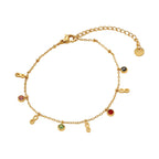 Colorful Zirconia Star Moon Heart Clover Bracelet — 18K Gold Plated Titanium Steel