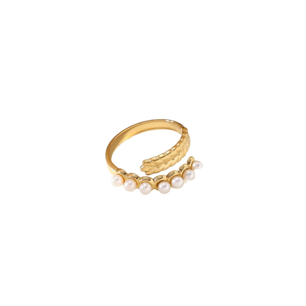 French Vintage Diamond Ring — Titanium Steel Open Band Gemstone