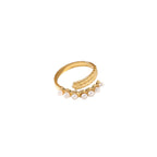 French Vintage Diamond Ring — Titanium Steel Open Band Gemstone