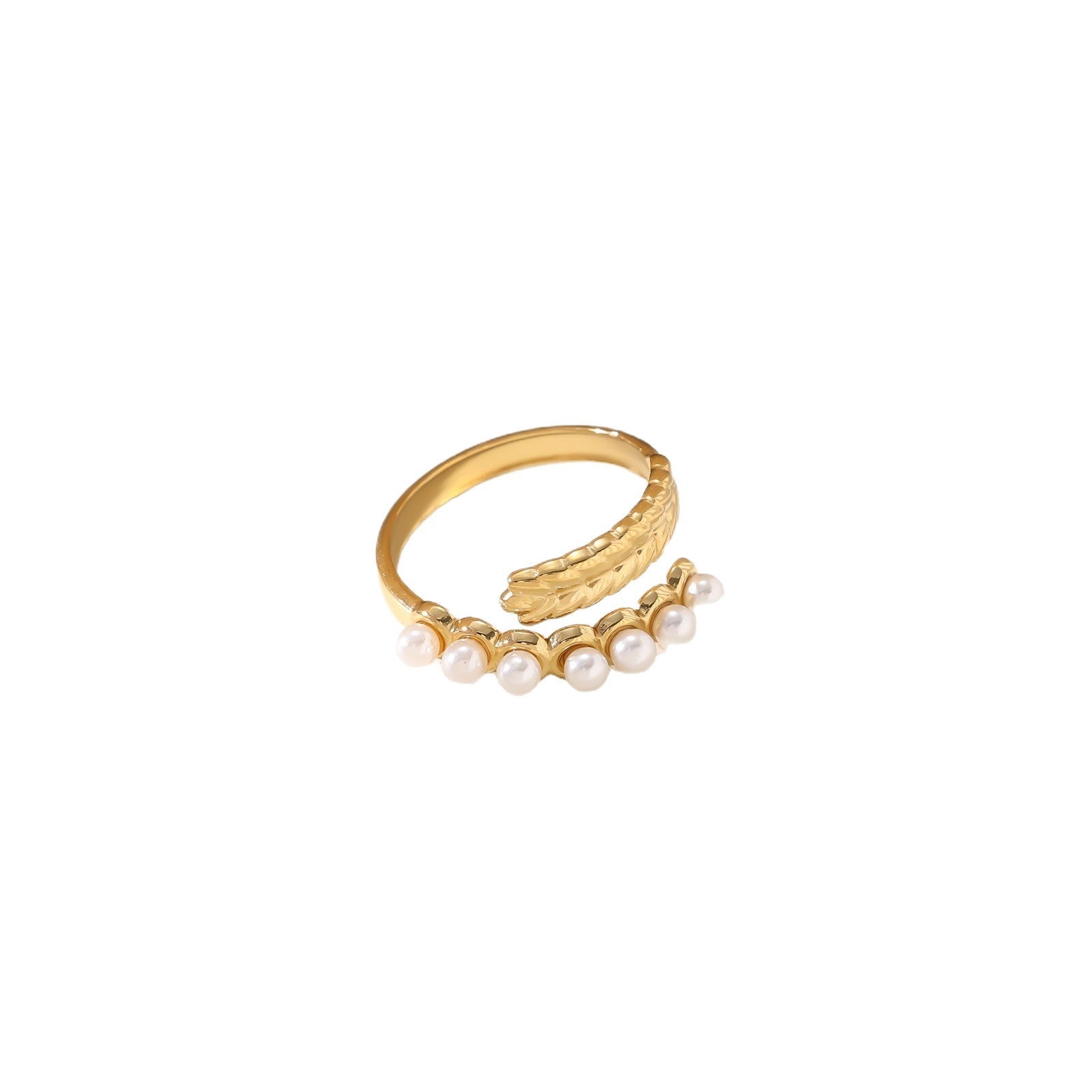 French Vintage Diamond Ring — Titanium Steel Open Band Gemstone
