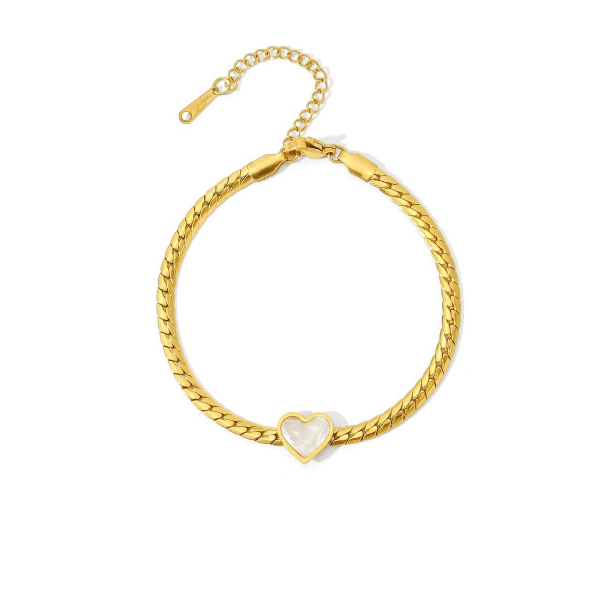Vintage Heart White Shell Bracelet — 18K Gold Plated Stainless Steel