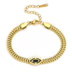 Gold Plated Evil Eye Bracelet & Necklace — Black Diamond Stainless Steel