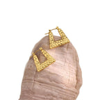 Geometric Hammered Irregular Stainless Steel Earrings — Minimalist
