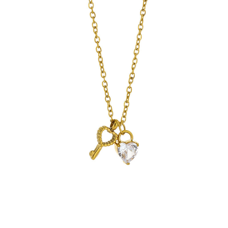 Heart Key Pendant Necklace — 2026 New Trendy Titanium Steel Choker