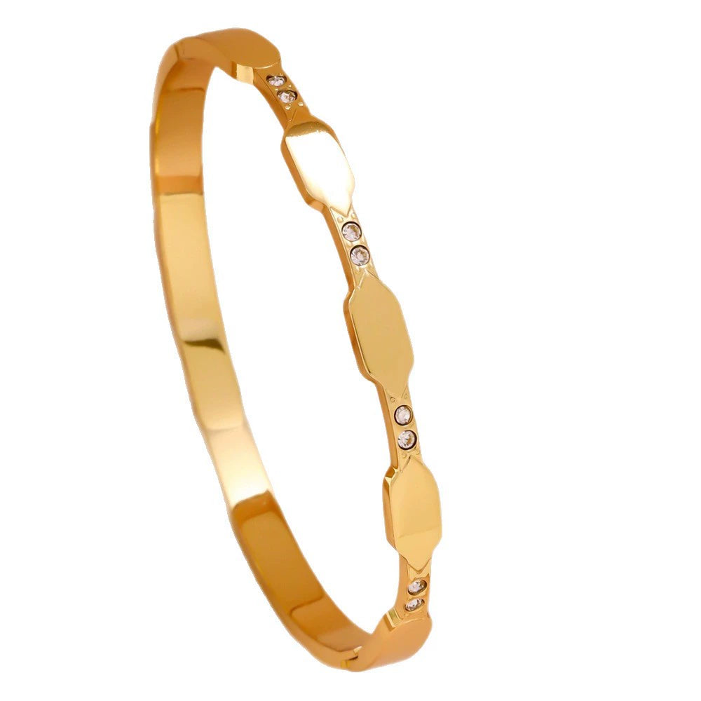 Titanium Steel Bangle Bracelet — 18K Gold Plated Fashion