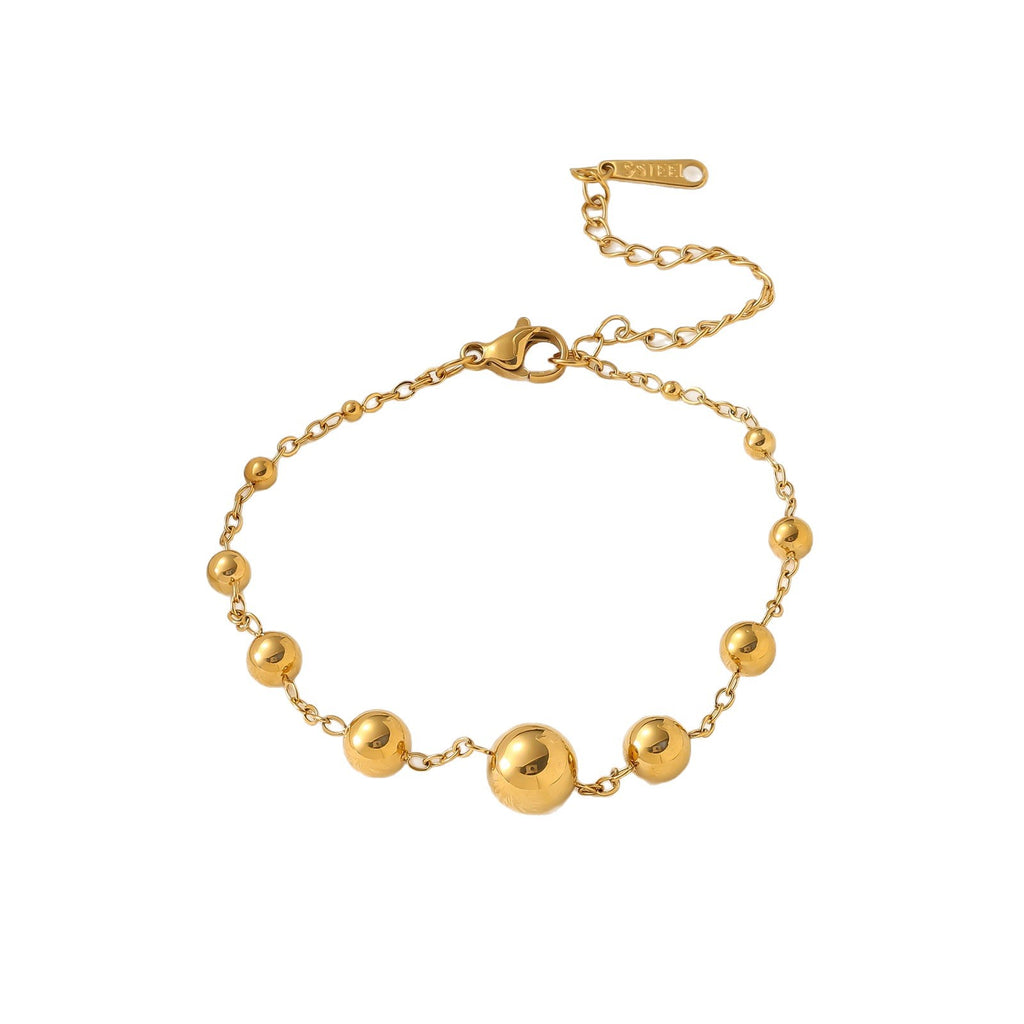 Round Bead Bracelet & Necklace Set — 18K Gold Plated Stainless Steel