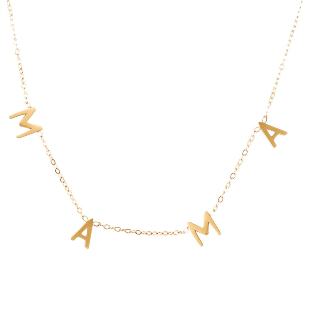 MAMA Letter Lock Clavicle Necklace — 18K Gold 304 Stainless Steel
