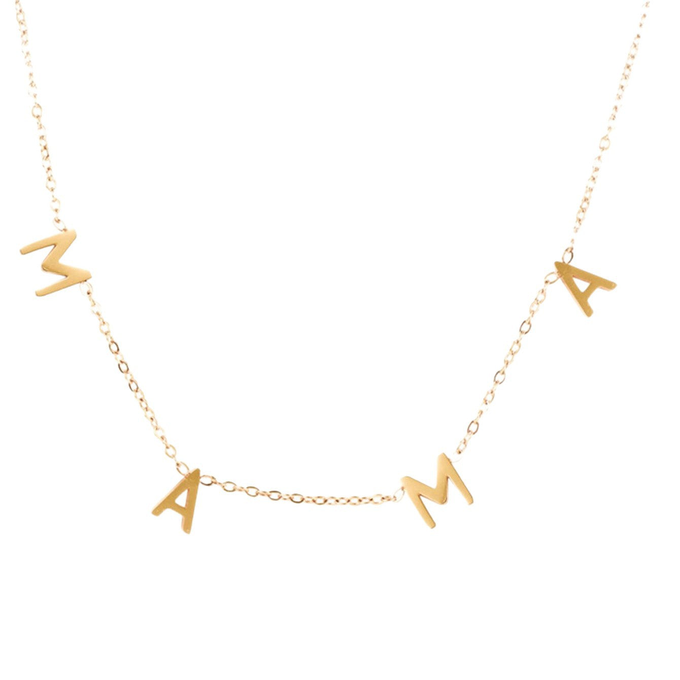 MAMA Letter Lock Clavicle Necklace — 18K Gold 304 Stainless Steel
