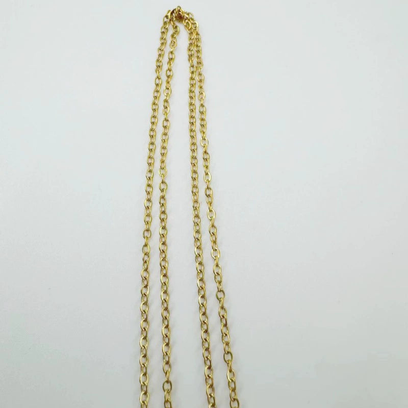 18K Gold Plated Stainless Steel O-Chain Necklace — Bare Chain with Tail