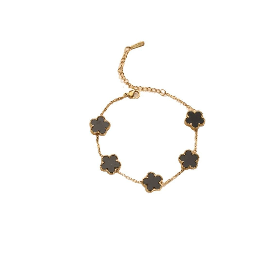 Five-Leaf Clover Stainless Steel Bracelet — 18K Gold Plated