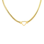 Gold Plated Cuban Chain Heart Necklace & Bracelet Set — Punk Hip-Hop Style