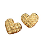 Heart Embossed Stud Earrings — 304 Stainless Steel Vintage