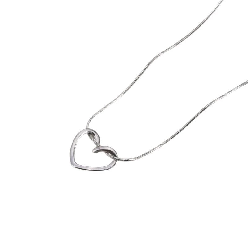 Hollow Butterfly Heart Pendant Necklace — Titanium Steel Choker