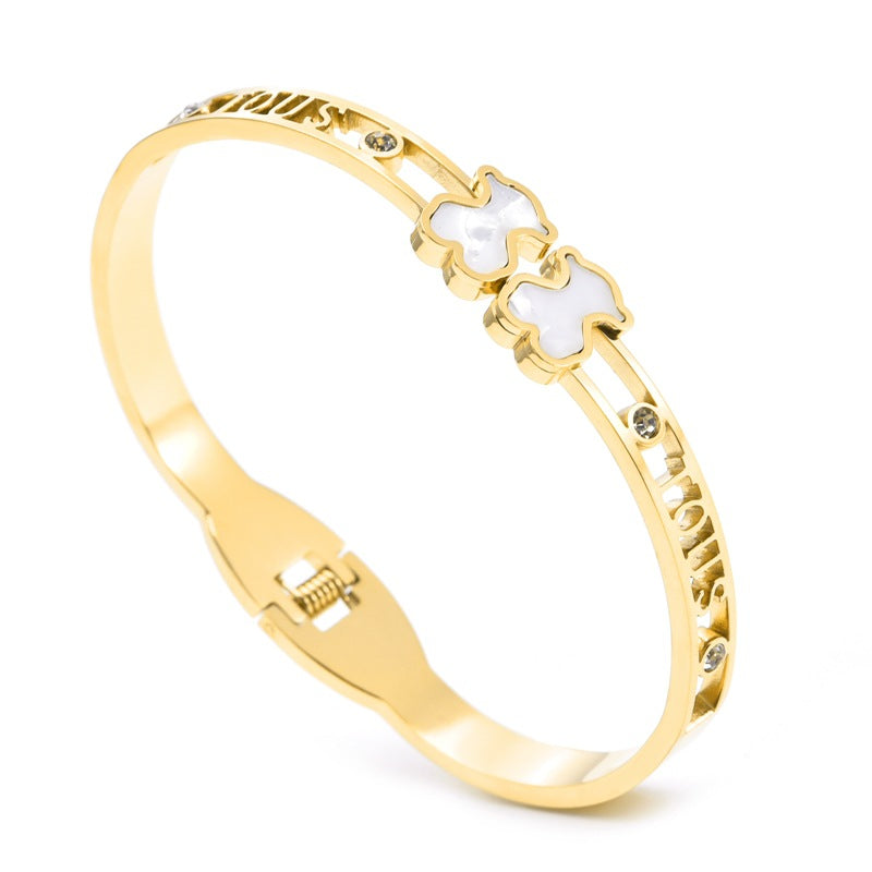 Four-Leaf Clover Bangle — 18K Gold Plated Titanium Steel
