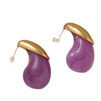 Teardrop Resin Cast Stud Earrings — Titanium Steel Light Luxury