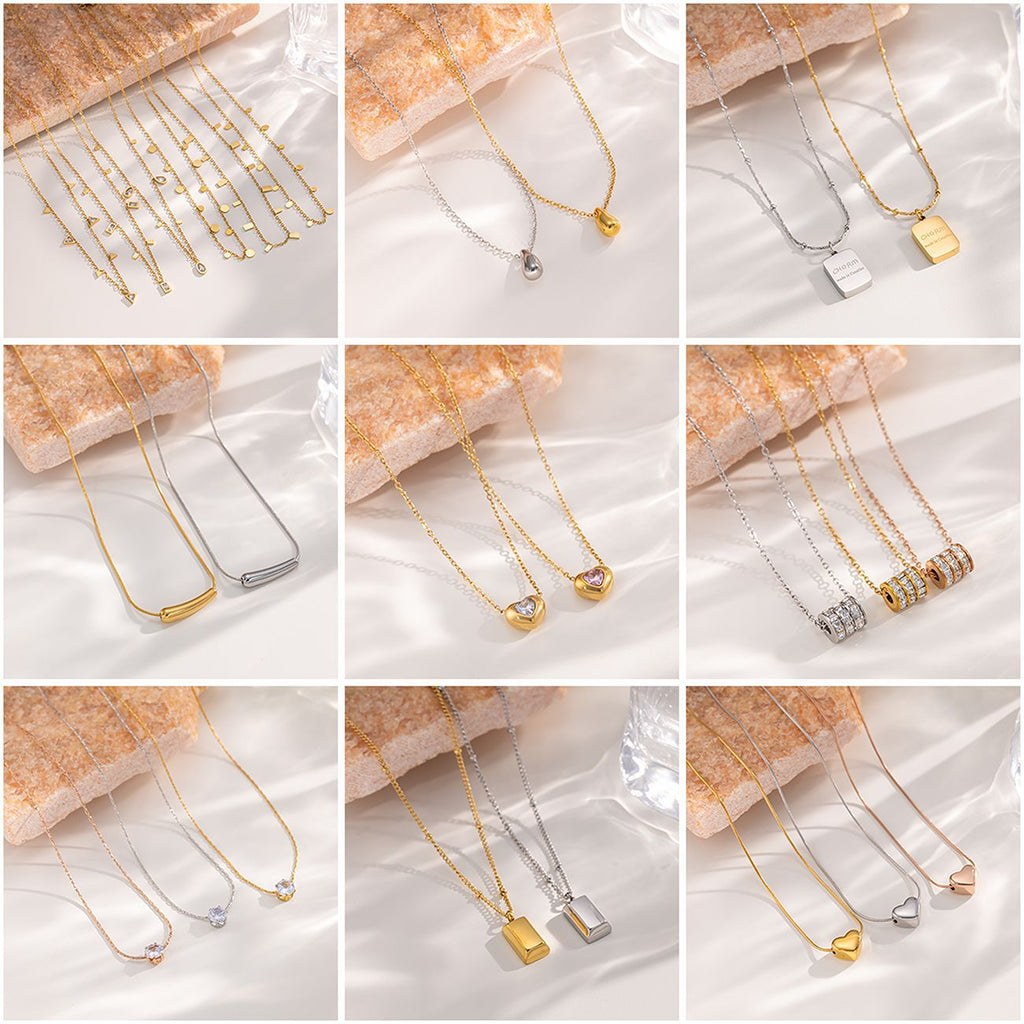 Minimalist Small Eggplant Pendant Necklace — 304 Stainless Steel 18K Gold Plated