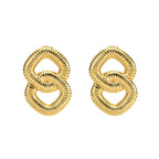 304 Stainless Steel Oil-Pressed Stud Earrings — Retro Irregular Geometric
