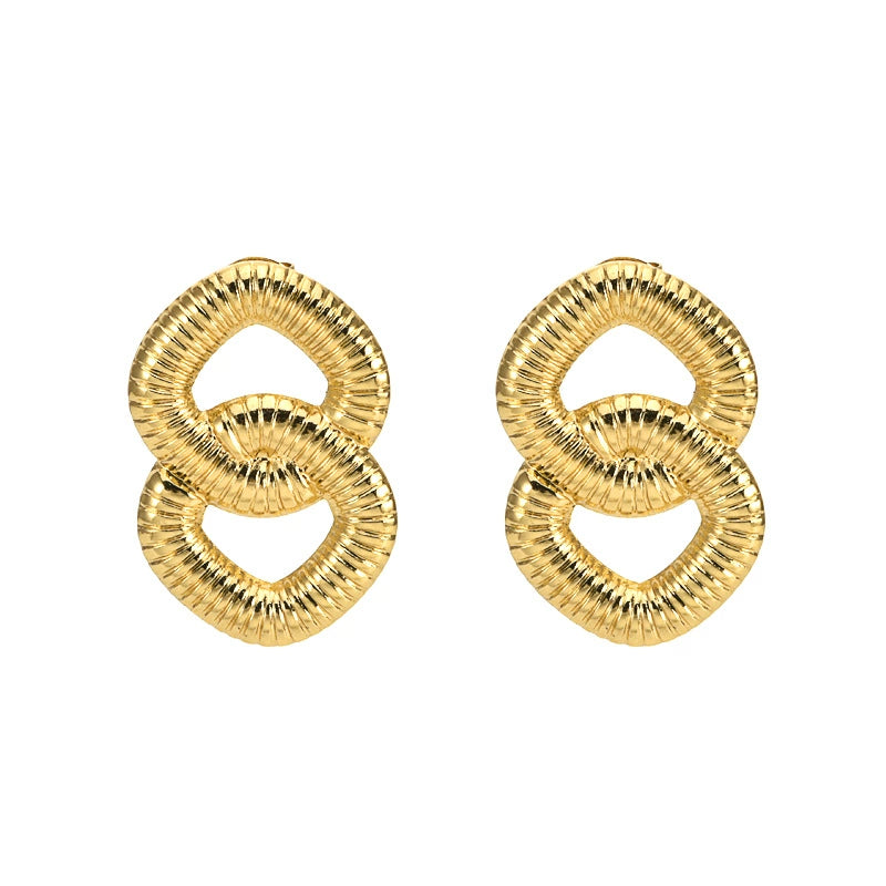 304 Stainless Steel Oil-Pressed Stud Earrings — Retro Irregular Geometric