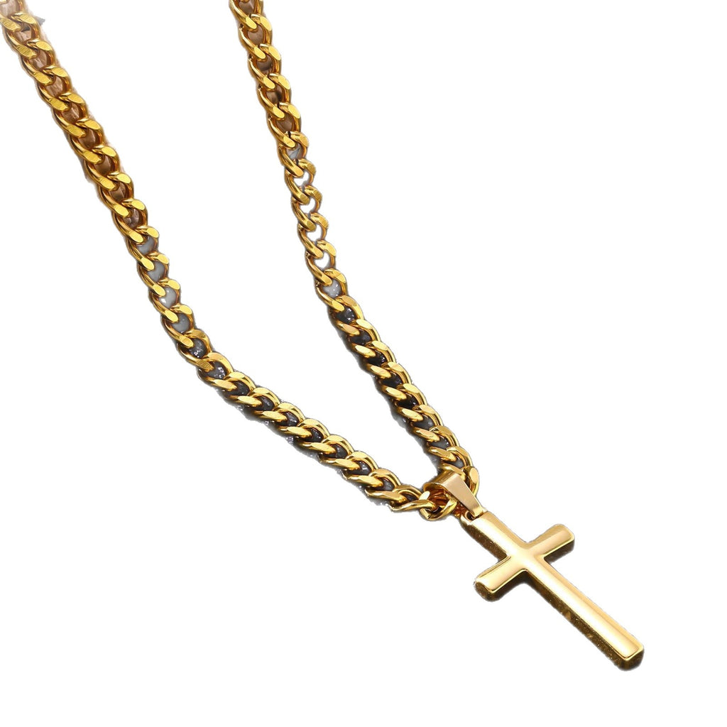 Stainless Steel Cross Pendant Necklace — Punk Hip-Hop Men