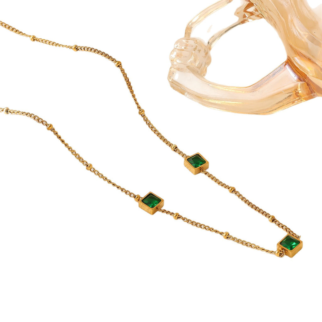 Pearl Shell Zirconia Pendant Necklace — 18K Gold Plated Stainless Steel