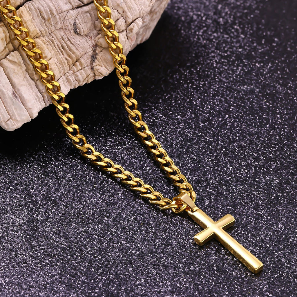 Stainless Steel Cross Pendant Necklace — Punk Hip-Hop Men