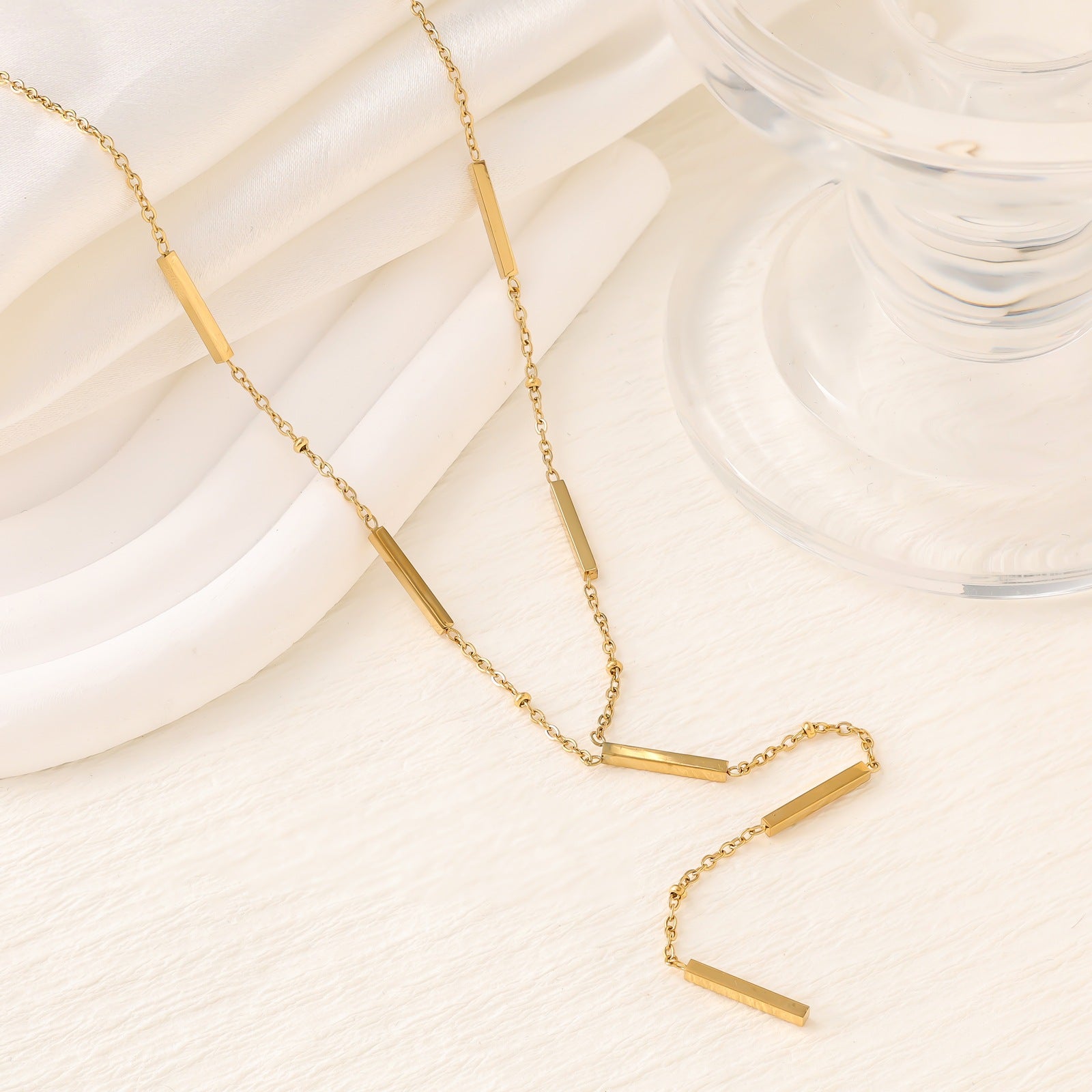 18K Gold Plated Titanium Steel High-End Layered Choker Necklace — Summer New