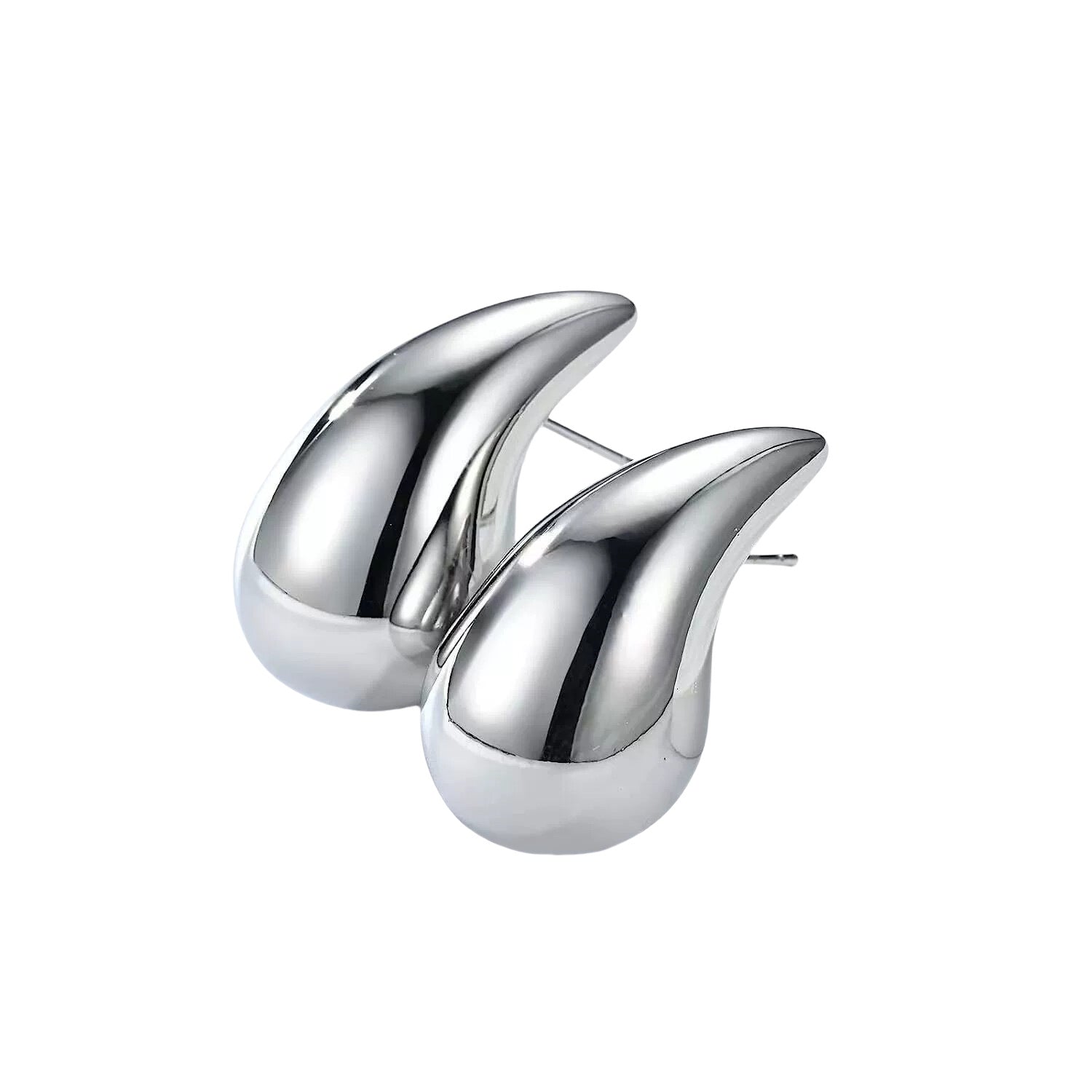 Solid Teardrop Stainless Steel Stud Earrings — Gold Plated