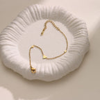 18K Gold Plated White Shell Clover Heart Flower Bracelet — Titanium Steel