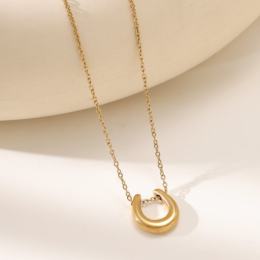 Butterfly Moon Pearl V-Chain Necklace — 18K Gold Plated Titanium Steel