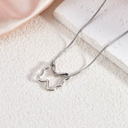 Hollow Butterfly Heart Pendant Necklace — Titanium Steel Choker