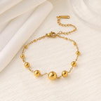 Round Bead Bracelet & Necklace Set — 18K Gold Plated Stainless Steel