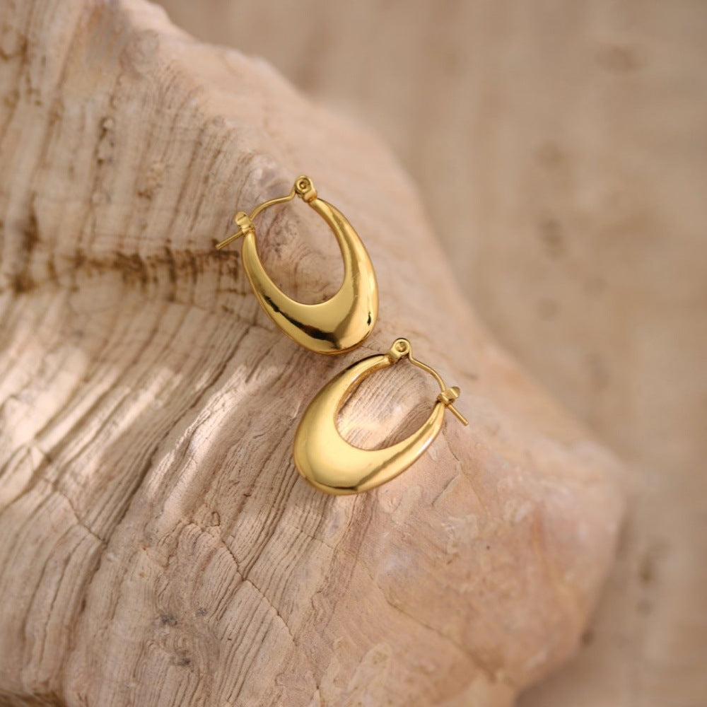 Geometric Hammered Irregular Stainless Steel Earrings — Niche Minimalist