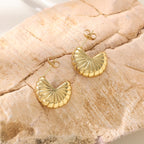 Cast Pearl Geometric Stud Earrings — 18K Gold Plated Titanium Steel