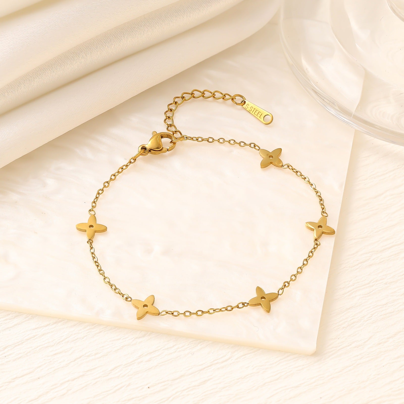 Heart Star Moon Titanium Steel Bracelet — 18K Gold Plated