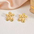 Fashion Oil-Pressed Stud Earrings — 18K Gold Plated Stainless Steel Minimalist Earrings