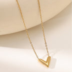 Butterfly Moon Pearl V-Chain Necklace — 18K Gold Plated Titanium Steel