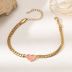 Vintage Heart White Shell Bracelet — 18K Gold Plated Stainless Steel